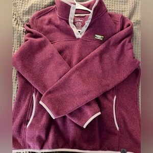L.L. Bean Women's Plum Pullover Sweater with Cream Trim
